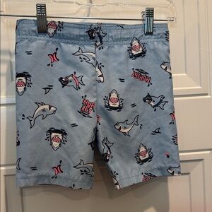 Hurley Light Blue Shark Pattern swim trunks